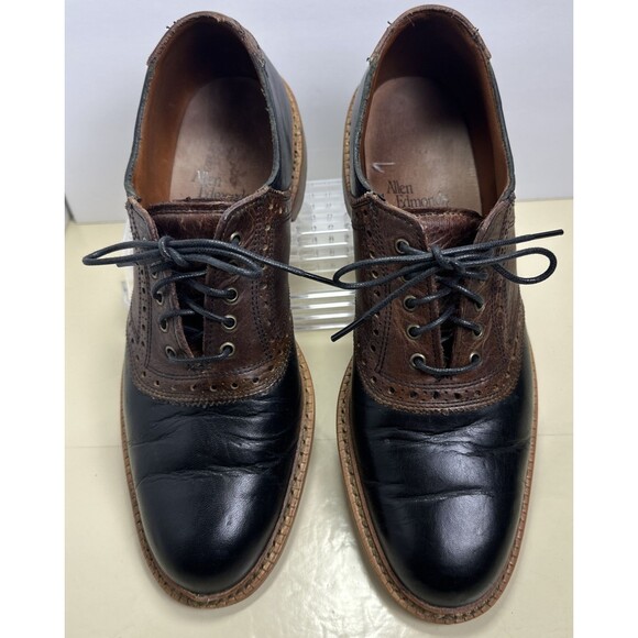 Allen Edmonds FINCH Men's Sz 9 Brown and Black Leather Lace Up Saddle Shoes - Picture 2 of 9